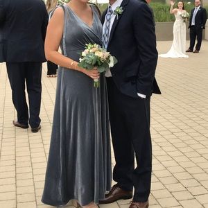 Renz Rags BluishGray velvet bridesmaid dress